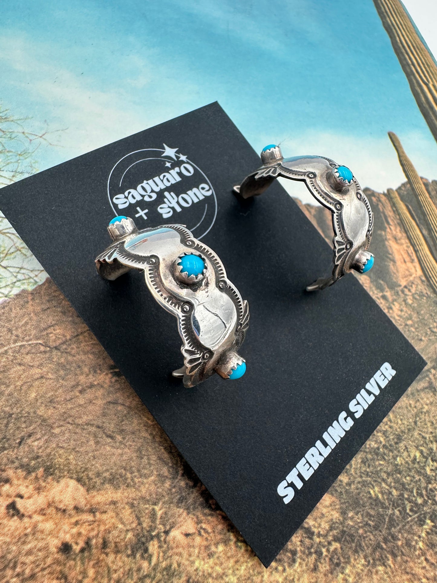 Paint The Town Blue Hoop Earrings