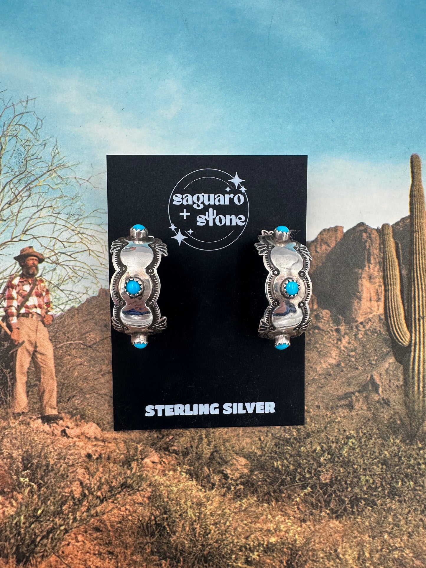 Paint The Town Blue Hoop Earrings