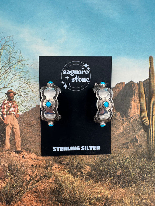 Paint The Town Blue Hoop Earrings