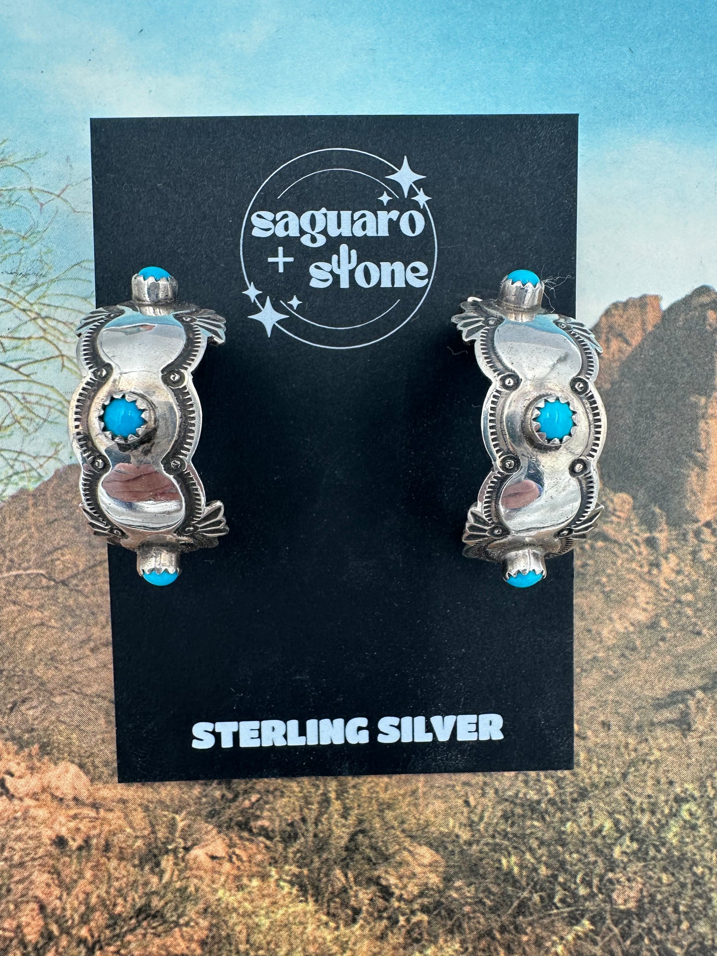 Paint The Town Blue Hoop Earrings